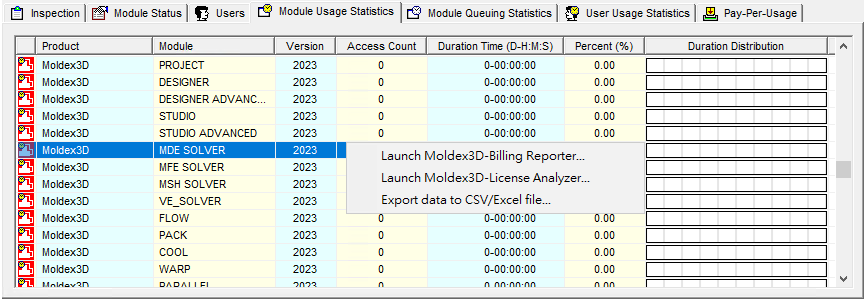 RE: 如何檢視Moldex3D模組Studio使用狀況統計?